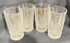 Zajecar 24% Lead Crystal Highball Glasses Set Of 4~Yugoslavia~8 Ozs