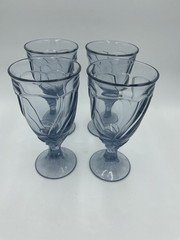 Noritake Sweet Swirl Iced Tea Glasses Stemmed Tumblers Light Blue Set of 4