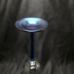 Imtrac Carousel Blue Champagne Flute 10in Clear Glass Swirl Optic Bowl Romania