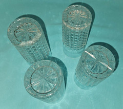 Lot Of 4 Faceted Square Cut Crystal Highball Glasses Tumblers 5.75″ Tall