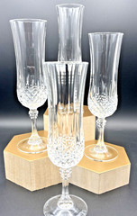 Cristal D’Arques Longchamp Champagne Flutes 8″ Set of 4 Clear France Glass