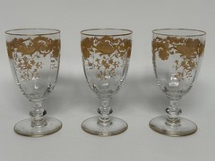 Set of 3 Gold Encrusted Goblets decorated like St Louis Massenet Clear