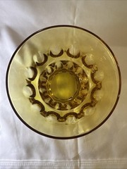 Vintage Amber Glass Thumbprint Pattern Bowl 5″x3.5″ Mid-Century Modern USA