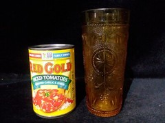 Amber Glass American CONCORD Brockway DAISY TIARA Tumbler 5.25″H 10oz