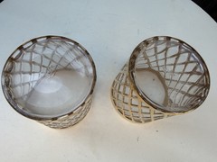 Vtg MCM Set 2 Glasses Sekai Ichi Gold By Imperial Glass Old Fashioned Tumbler
