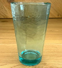 Fire and Light 16oz Aqua Blue Recycled Glass Tumbler Hand Poured Retired