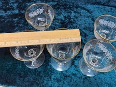 Libbey Rose Goblet Gold Bow & Rim White Frosted Floral set of 6 vintage