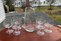 Vintage French Sangria Set, Pitcher + 6 glasses Made in France, VTG Ice Tea Set