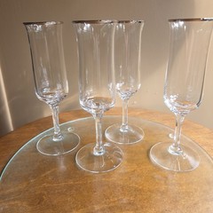 Lenox DESIRE Platinum Fluted Champagne Glass Flute 7 1/2″ MINT cond SET of 4