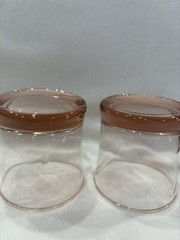 Two Vintage Pink Old Fashioned Coctail Glasses