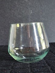 Vintage Clear Whisky or Stemless Wine Glass • 3″ Tall