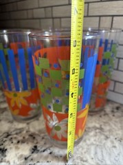 Vintage KIG Set of 4 Multicolor Glasses Yellow Green Orange & Blue Indonesia