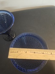 Exquisite Dark Cobalt and Amethyst Conical Footed Glass Goblets set of 2 SPAIN