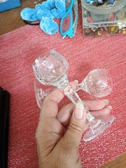 2 Pc Vtg Beyer Germany Cordials Heavy Crystal Stemware Small Size