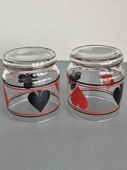 MCM Drinking Glasses Poker Night Bridge Hearts Spades Clubs Diamonds Set Of 2