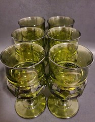 Set of 6 Colony Crown Green Water Goblets in the Original Green Stamp Box