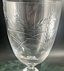 Tiffin Franciscan Harvest Water Goblet Clear Glass Cut Stem 17453 Cut Wheat