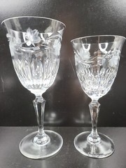 Rogaska Ivy (2) Goblets (4) Wine Glasses Set Vintage Elegant Cut Crystal Bar Lot