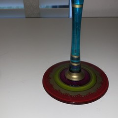 Pier 1 Festive Hand Painted Jewel Tones 2 Martini Glasses Magenta, Teal, Gold