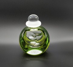 Vintage Serge Mansau in Saint Louis Crystal Green Art Glass Perfume Bottle