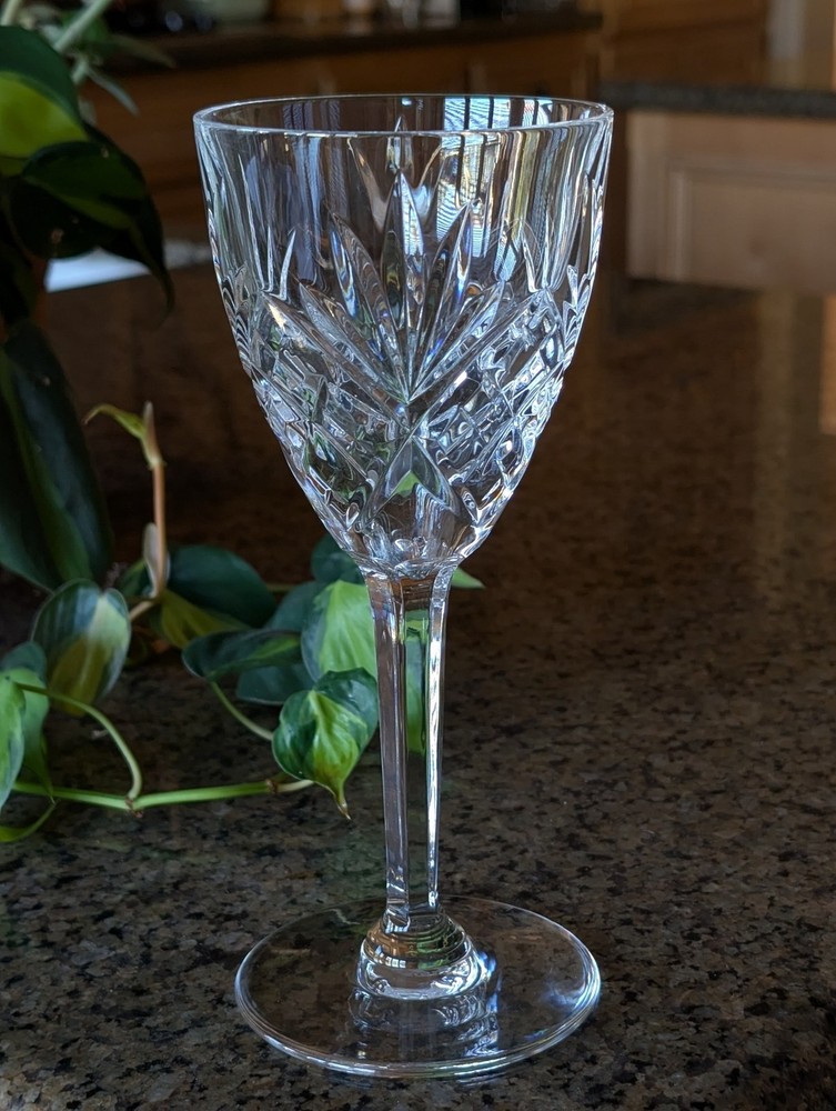 St Louis Chantilly Clear Crystal Burgundy Wine Glass Goblet 7″ Vintage Signed