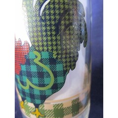 Anchor Hocking Plaid Tattersall Rooster Tumblers French Country Farmhouse A Pair