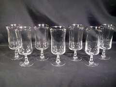 Noritake Rhythm Clear Platinum Trim Iced Tea Glasses Set of 7