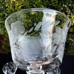 VTG Etched Crystal Champagne Coupe Glasses Set Of 11 Floral Cut Stemware Rock