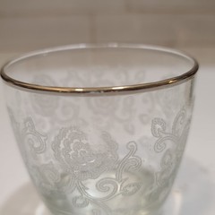 Vtg Homer Laughlin Glasses Set of 2 Lacey Queen Esther White Flowers Gold Rim