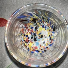 Murano Confetti Stemless (1) Wine Glass Hand Blown Italy New Art Deco