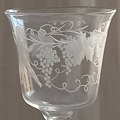 19th century Salviati Venetian etched goblet gold glitter twisted stem 16 cm