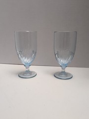 2-Martha Stewart Everyday MSE Blue Swirl 12 oz. Iced Tea Glass Goblets