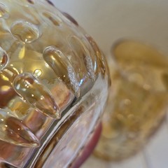 New Dynasty Bellini Amber Glass Tumblers Set of 2 Made in Italy 4.5in