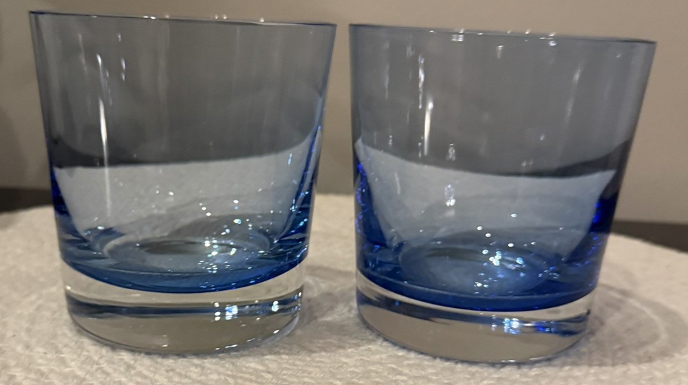 Unknown (Moser Style) Aquamarine Whiskey Double Old Fashioned Glass EUC