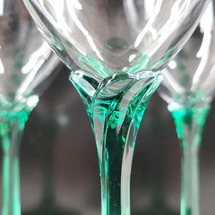 4 Libbey Domaine Green Juniper Water Goblets Set Elegant Clear Floral Stems Lot