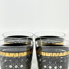 Libbey Black Cane Basket Weave Glasses LRS277 3.25″ Double Old Fashioned Rocks