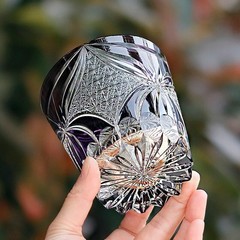 Hand-Cut Purple Butterfly Design Crystal Glass Whiskey Glass Tumbler 11oz Gift