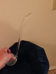 VINTAGE HAND BLOWN GLASS LADLE 13 3/8″ WELL MADE! POLISHED BOTTOM