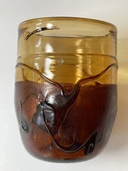 Vintage Frederick Warren Art Glass Tumblers Smoky Brown Swirl Blown Set of 4