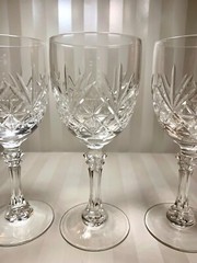 Set Of 3 Clear Crystal Claret Wine Deauville Wine Glasses By Cristal d’Arques