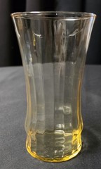 Vintage Libbey Yellow Amber Ribbed Tumbler Glasses Set of 4 Flared Paneled MCM