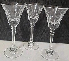 Mikasa Crystal Cordial Glasses Hex Stem Diamond Cut Set of 3 Vintage
