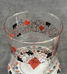 VTG Poker Royal Flush Casino Low Ball Bar Glass Cup Barware Diamond Suit