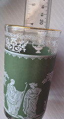 4 Vintage Jeanette Wedgwood Jasperware Grn Greek Hellinic Glasses juice whiskey