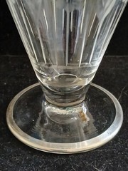 Vintage Footed Tumbler Oyster Fruit Cocktail Hand Cut Floral Design Silver Rim