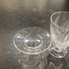 Stuart ELLESMERE Crystal Cocktail Glasses Juice Footed Set 2 Fern Mid Century