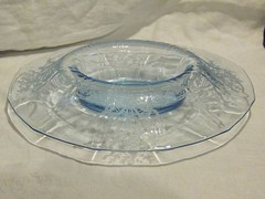 Fostoria June Blue Oval Mushroom Bowl