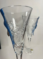 2 Waterford Crystal Snowflake Wishes Goodwill 3rd Edition Champagne Flutes 10.5″