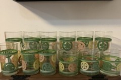 Vintage Glasses With Yellow,pink,green Flowers Lot Of 12 Pre-Owned