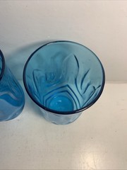 Pair of Anchor Hocking Colonial Tulip Laser Blue 5.5″ Tumbler Drinking Glass